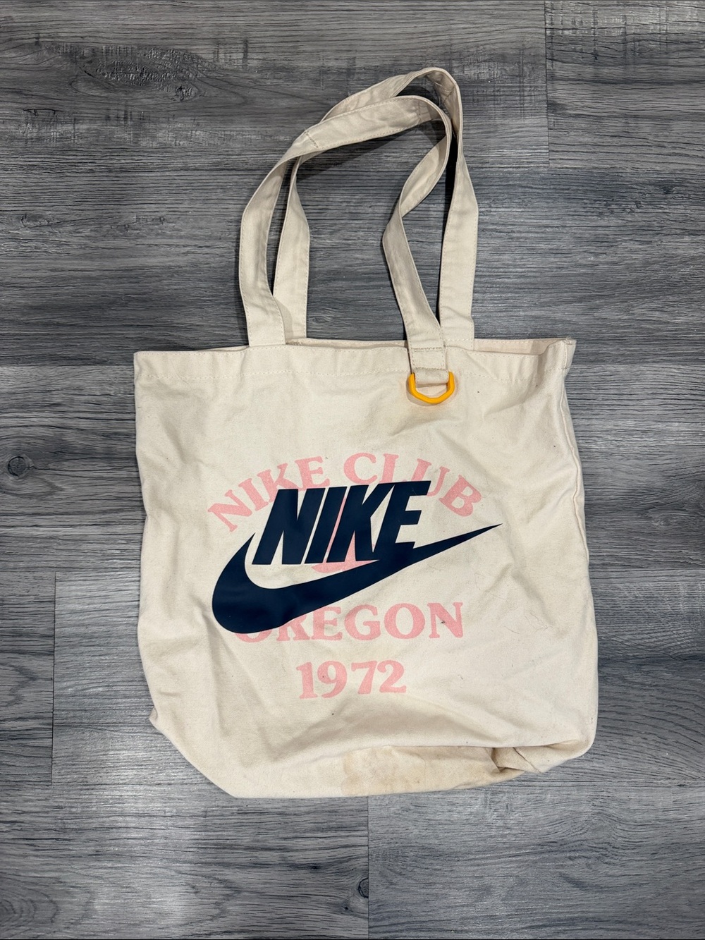Nike Women’s Cream Tote with Navy Swoosh and Pink Accents